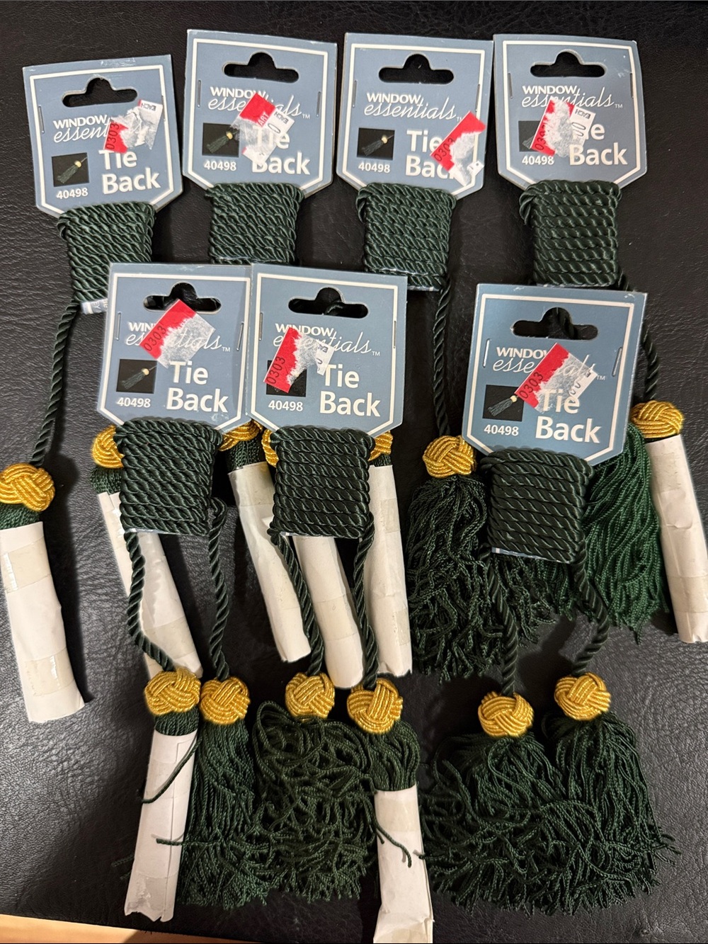 Curtain Tiebacks - Forest Green with Gold Accent
